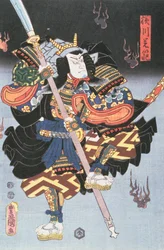 Kamezo come il monaco guerriero, in una scena da Sembouzakura al Teatro Ichimura